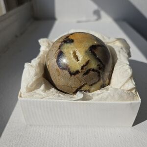 Serpentine Sphere with Druzy Pocket – Polished Crystal Ball 15.8 oz